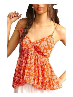 ANTHROPOLOGIE MAEVE Babydoll Tank, Floral, Size M.